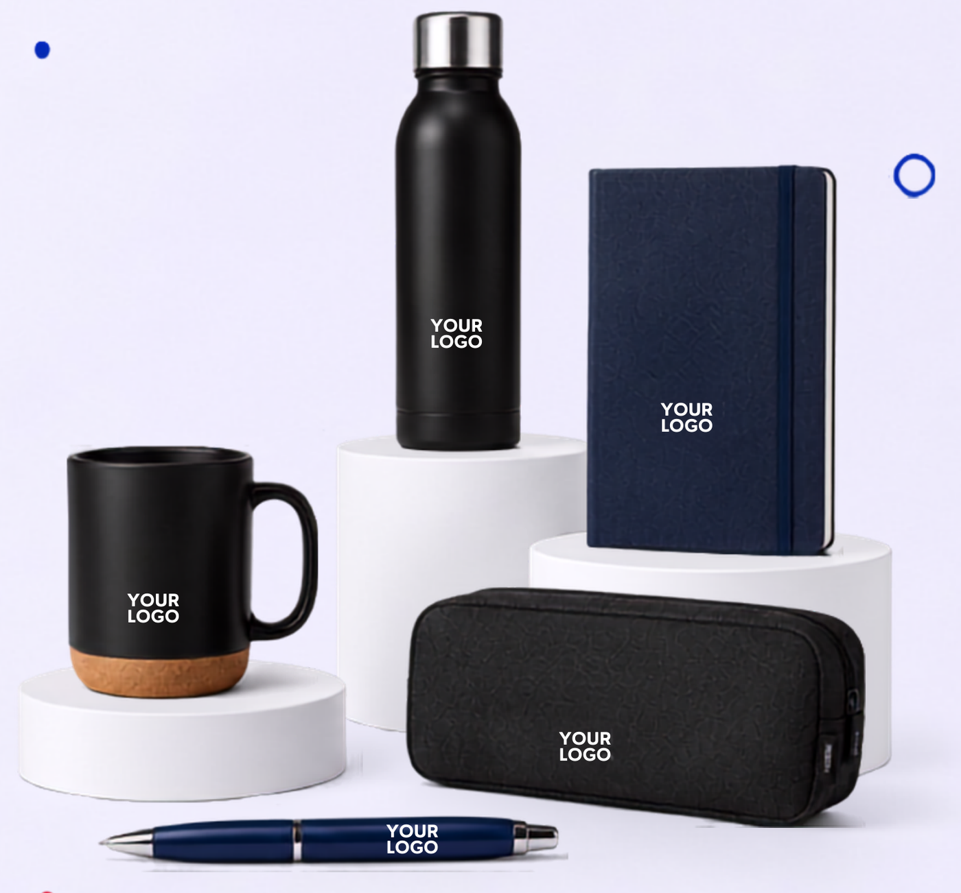 Bulk gifting products with your logo - bottle, mug, diary, pouch and pen