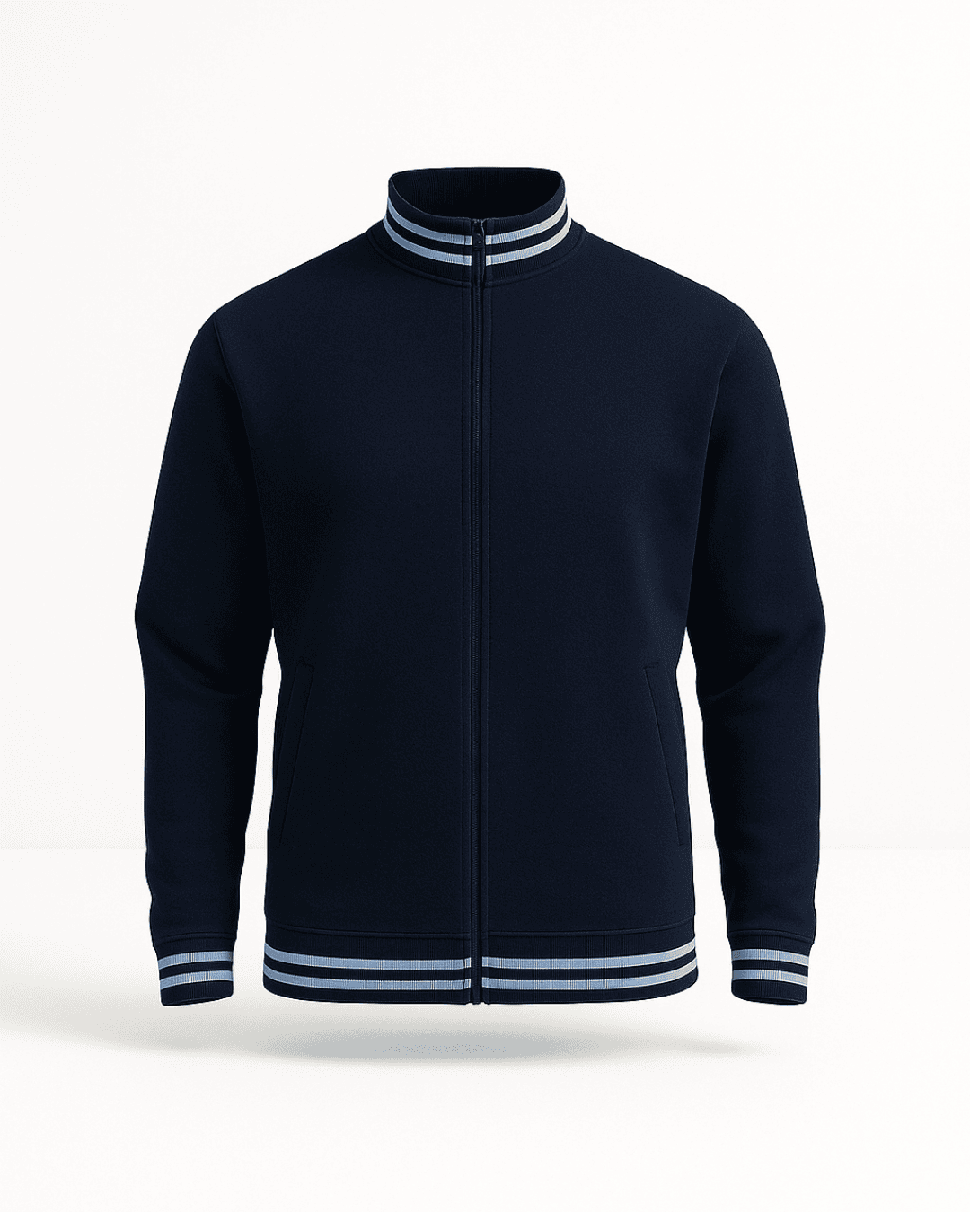 AWG High Neck Zipper Jacket Cotton fabric (400gsm) navy blue +light blue