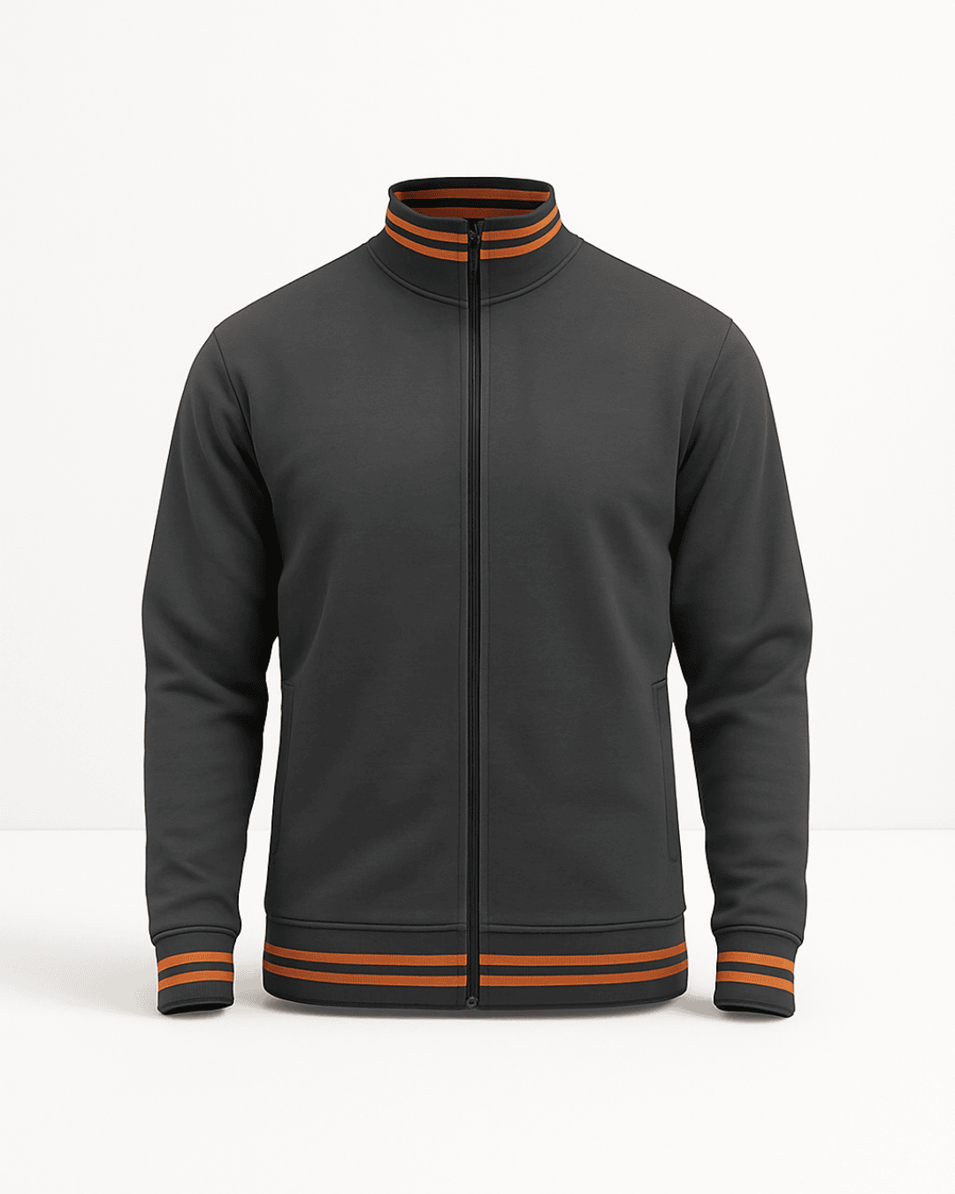 AWG High Neck Zipper Jacket Cotton fabric (400gsm) Charcoal + Orange