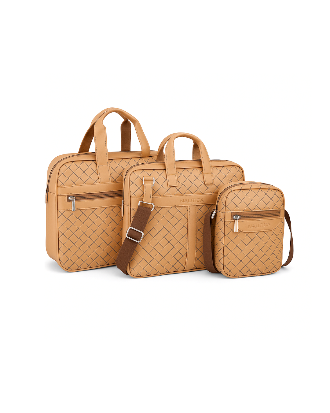 Combo Duffle Bag, Sling Bag, Laptop Bag with Gift Box Beige