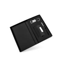 Black Elastic 4 in 1 Pen, Diary, Cardholder & Keychain