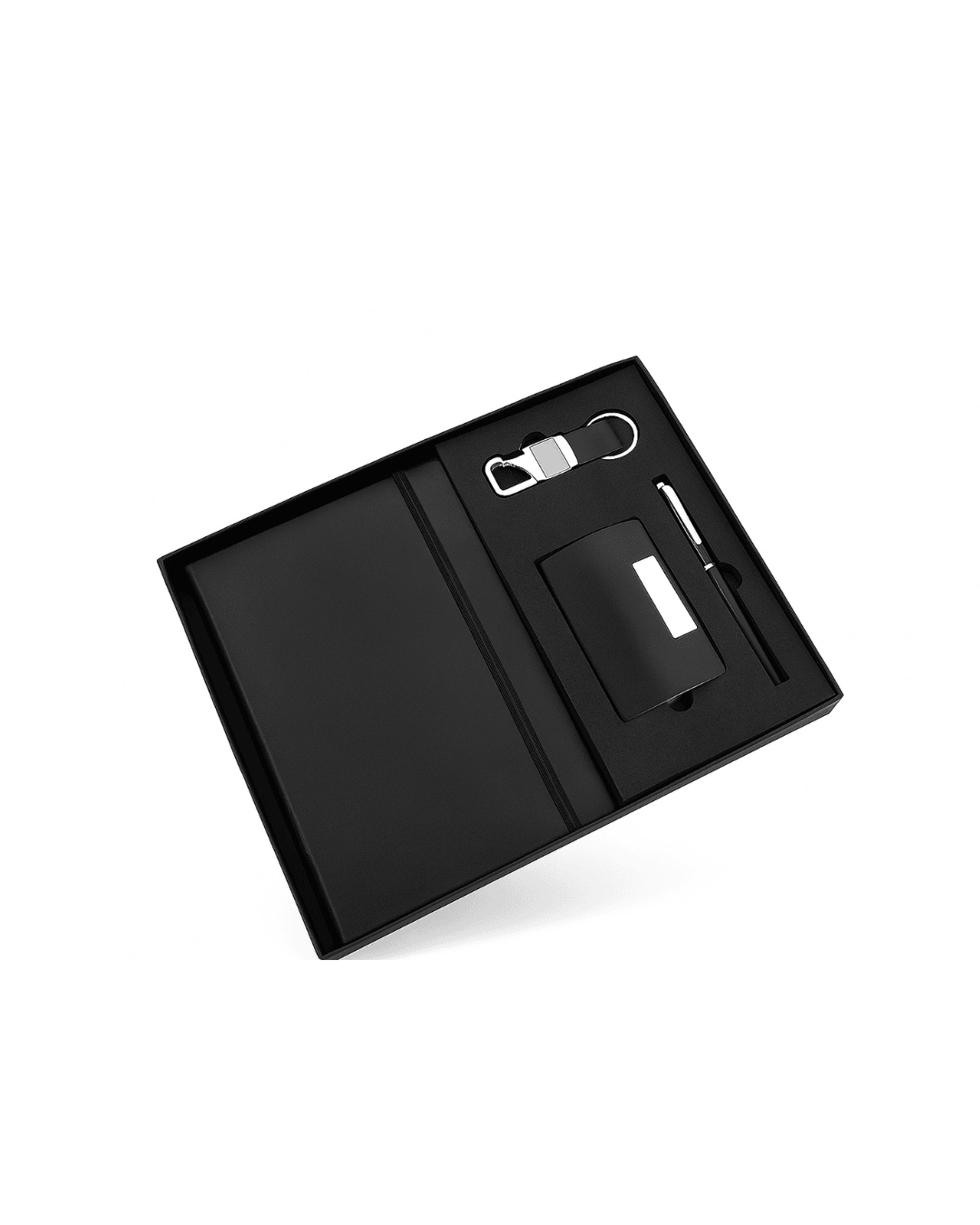 Black Elastic 4 in 1 Pen, Diary, Cardholder & Keychain
