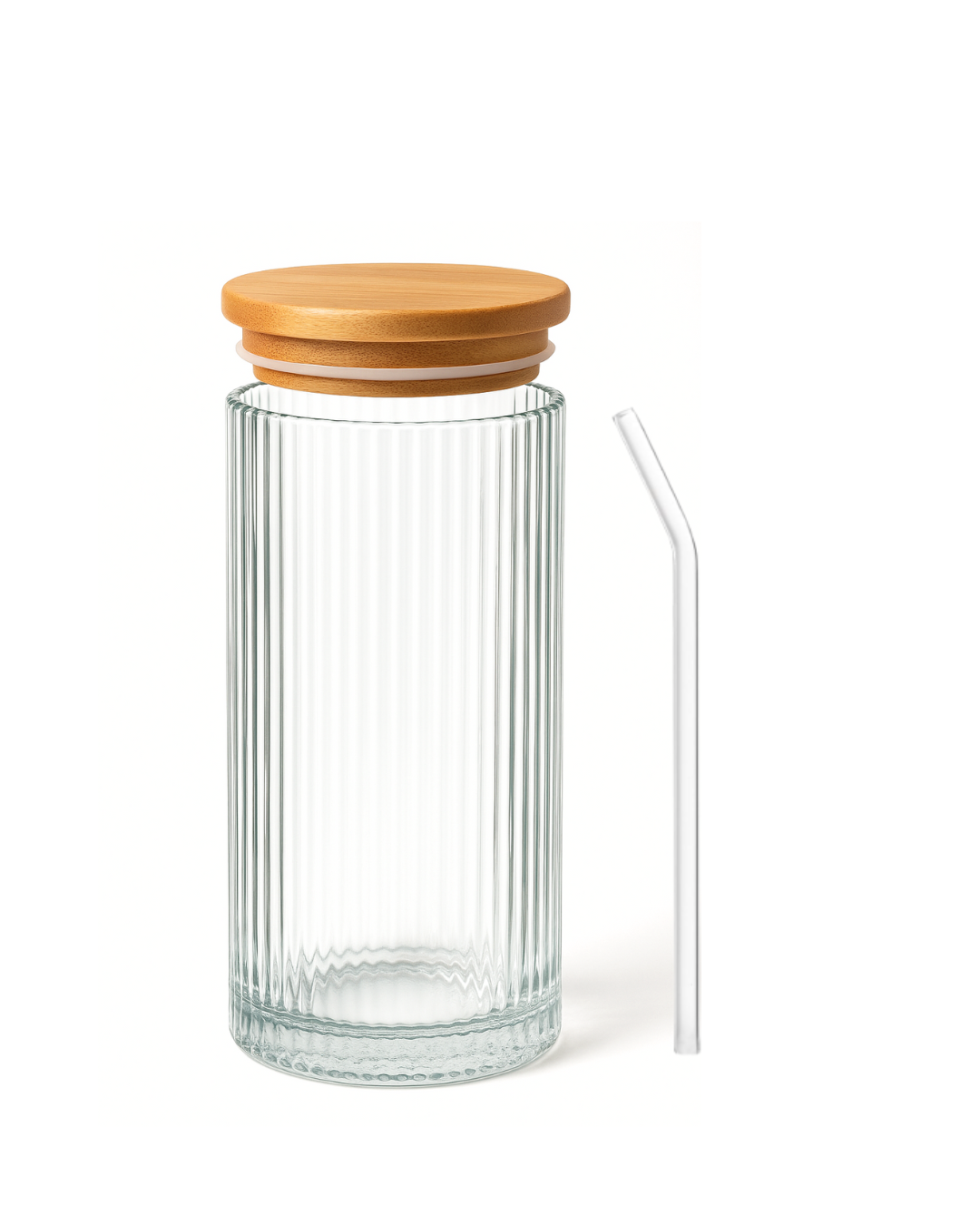 Sipper Glass Bottle with Lid & Straw ( 410ml )