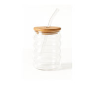 Tumbler Glass with Lid & Straw (500ml, Wave Bubble Design) Tumbler Glass with Lid & Straw (500ml, Wave Bubble Design)