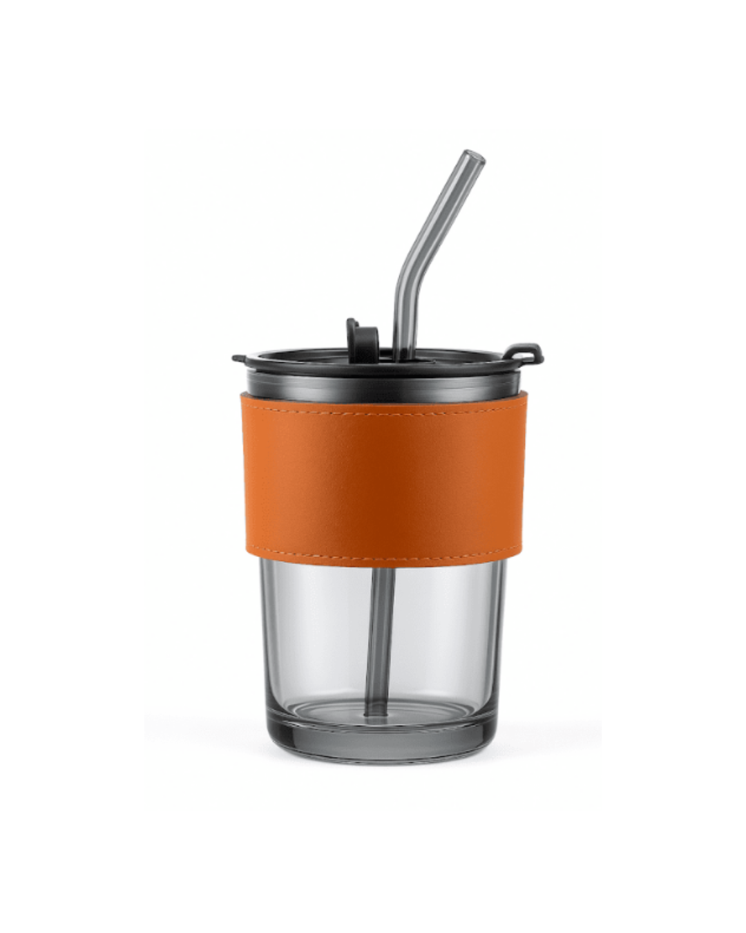 Glass Mug Black Silicon Straw ( 430ml )