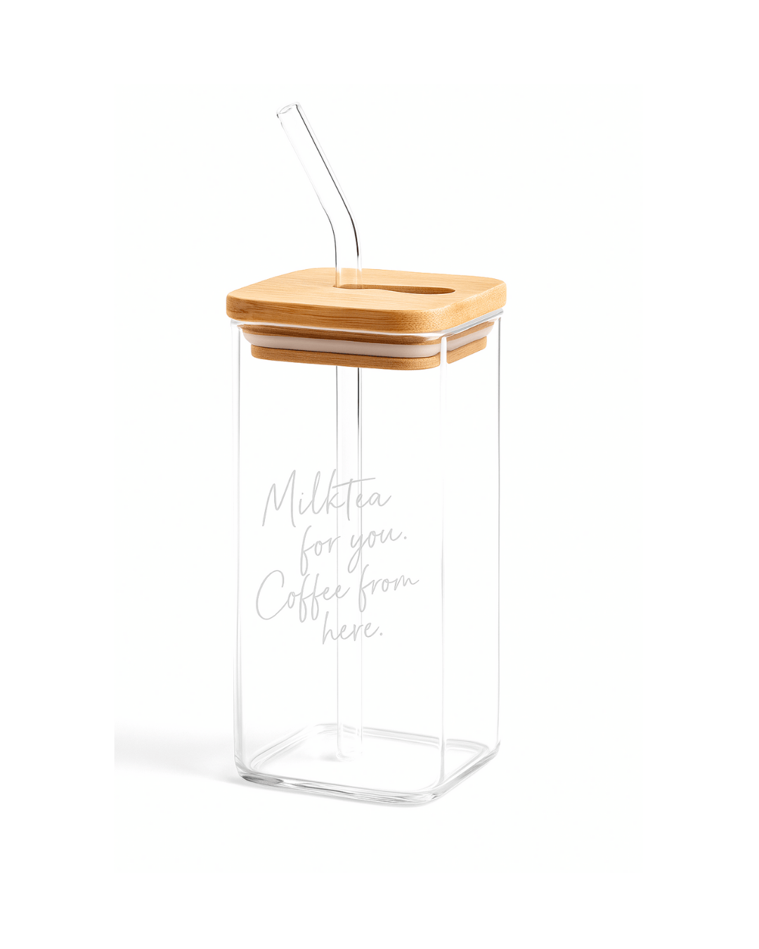Glass Mason with lid and straw 410ml