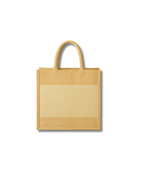 Jute Bag with Canvas Pocket (10x12x5") Jute Bag with Canvas Pocket (10x12x5")
