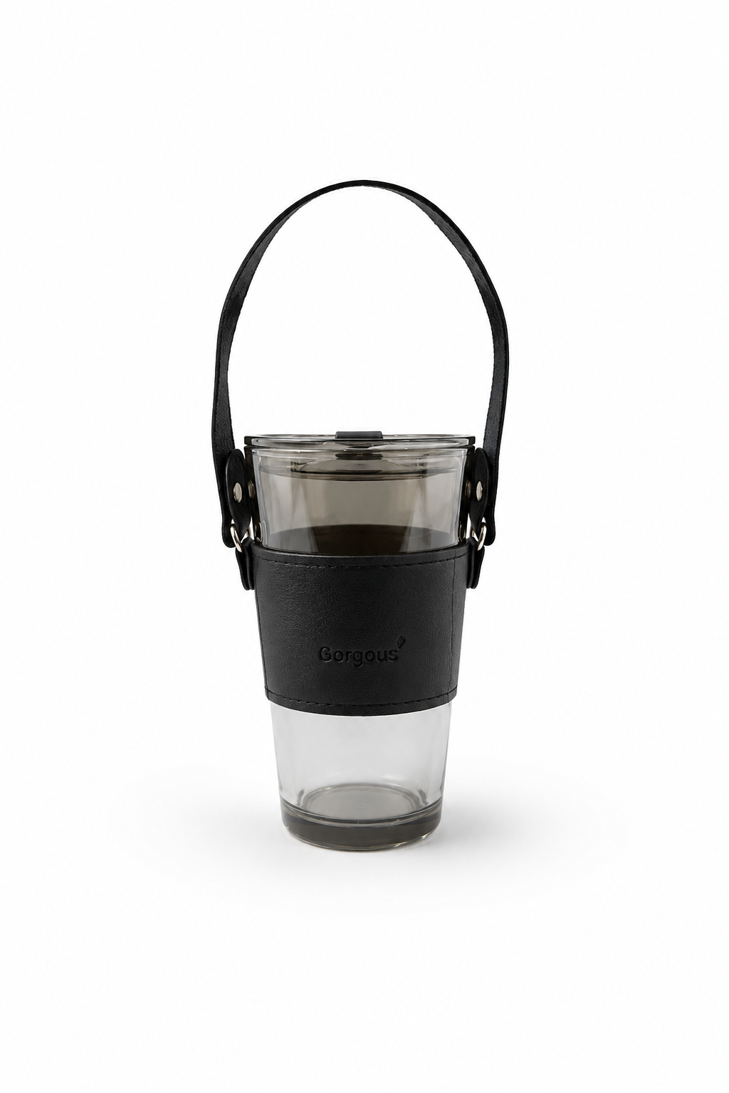 Glass Bottle with Sleeve Handheld Glass Mug with Leather Sleeve and Handheld 450ml